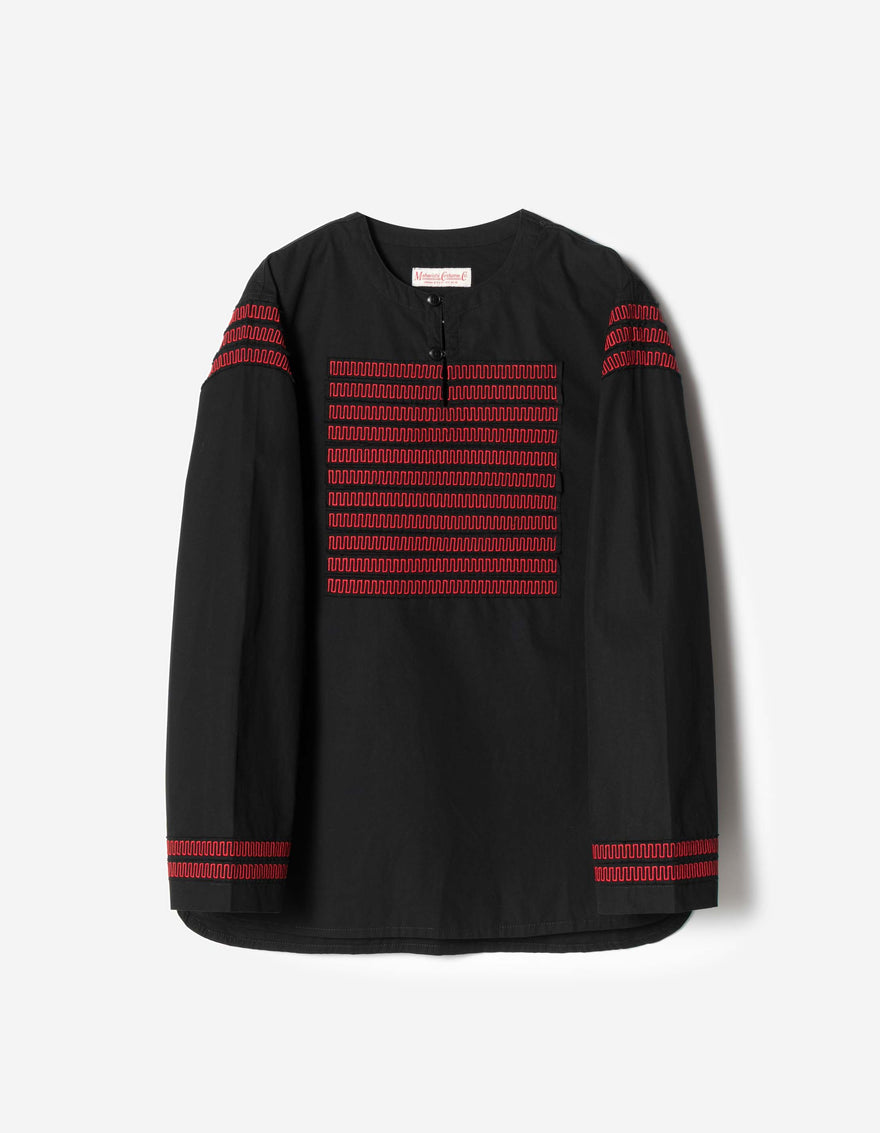 7341 Hill Tribe Kurta Shirt Black