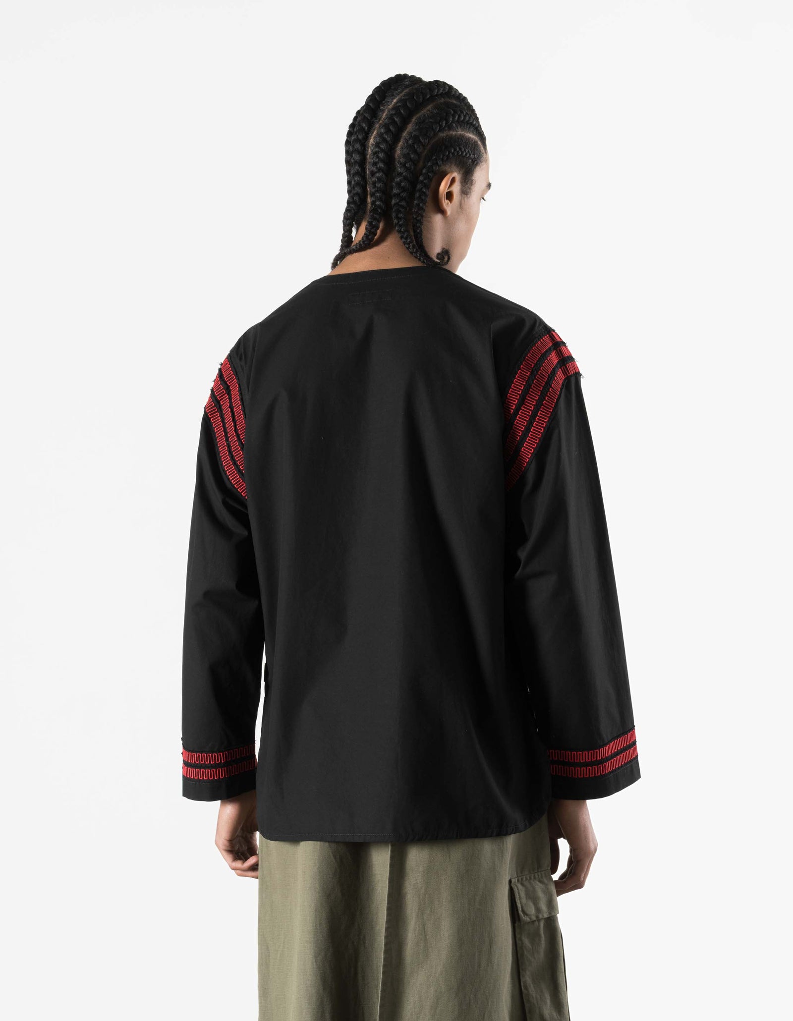 7341 Hill Tribe Kurta Shirt Black
