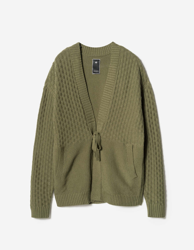 7577 Hemp Knitted Hanten Kimono Olive