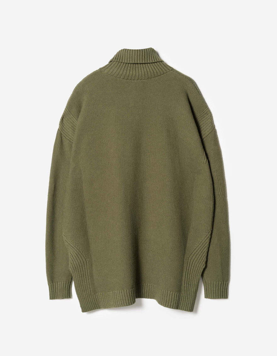 7578 Hemp Knitted Roll Neck Kurta Olive