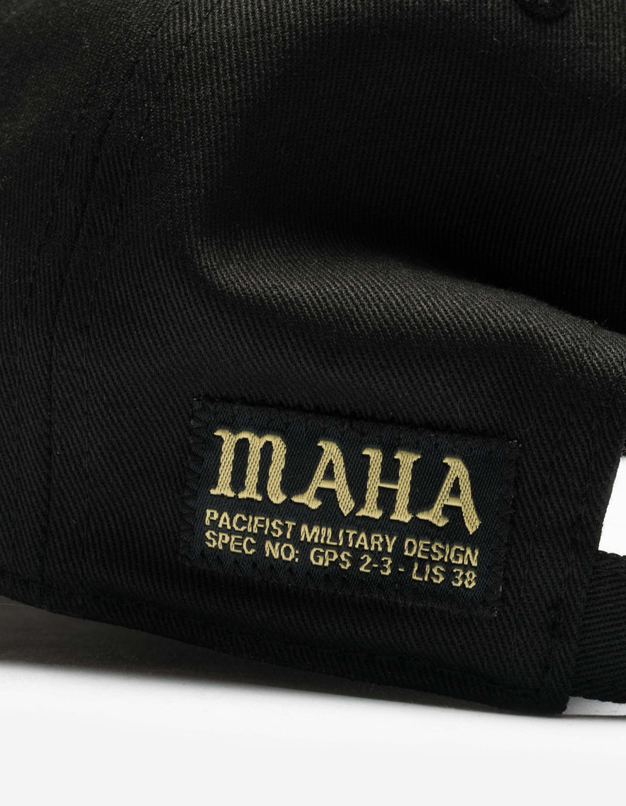 7593 Maha Script 6 Panel Cap Black
