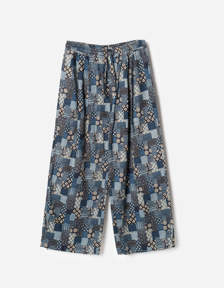 7607 Wagara Loose Pleated Pants Aizome Navy