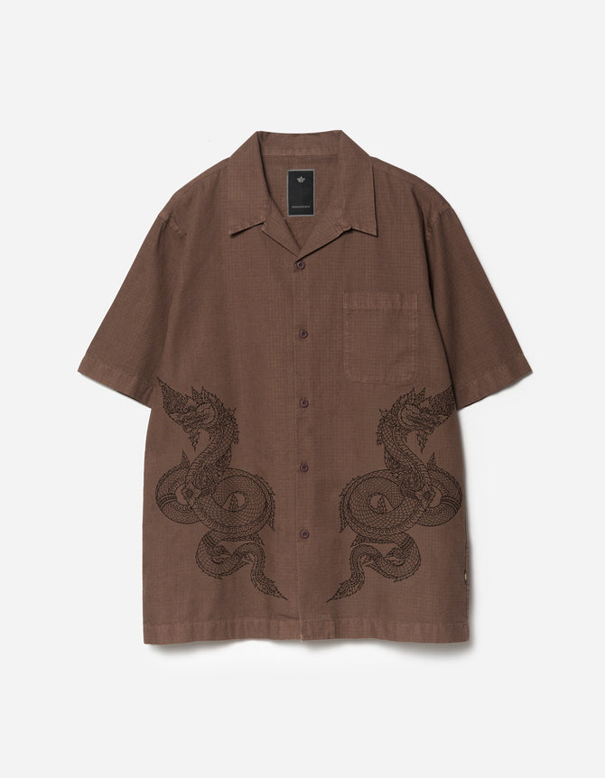 7680 Mantra Camp Collar Shirt Earth Brown