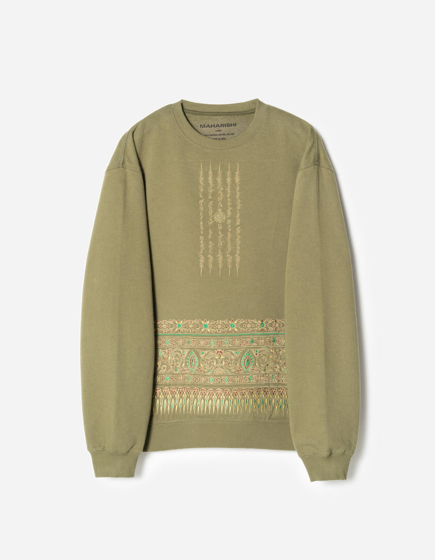7687 Thai Hilltribe Crew Sweat Olive OG-107F