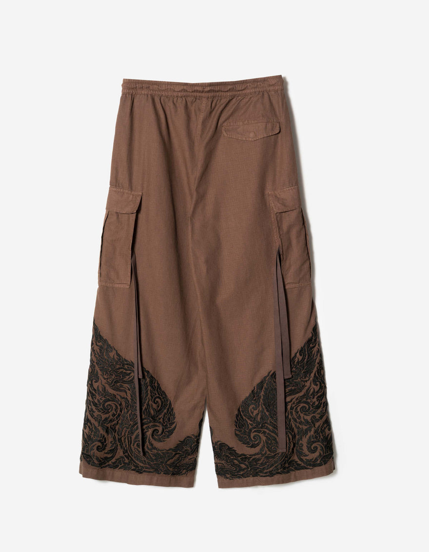 7688 Thai Temple Cropped Hakama Earth Brown