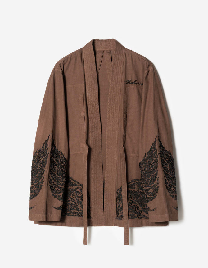 7689 Thai Temple Hanten Shirt Earth Brown