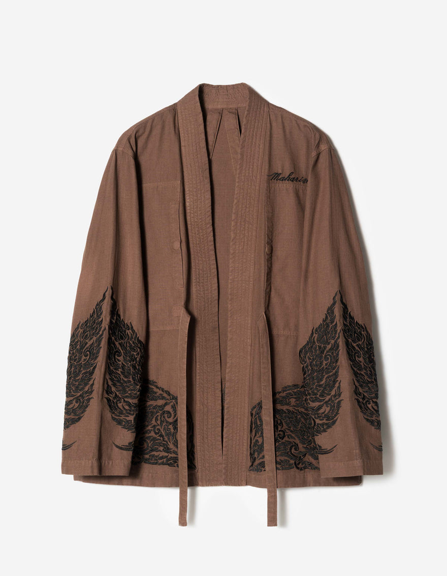 7689 Thai Temple Hanten Shirt Earth Brown