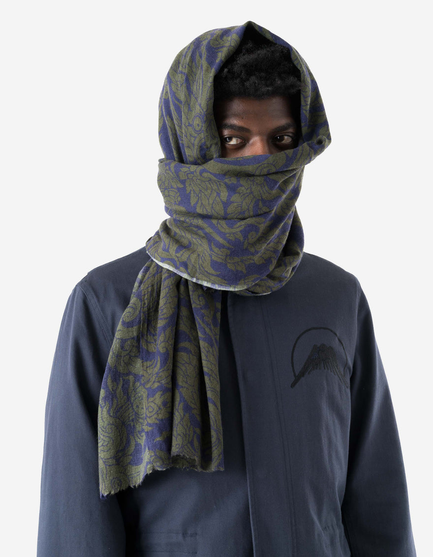 7690 Thai Temple Pashmina Navy/Olive