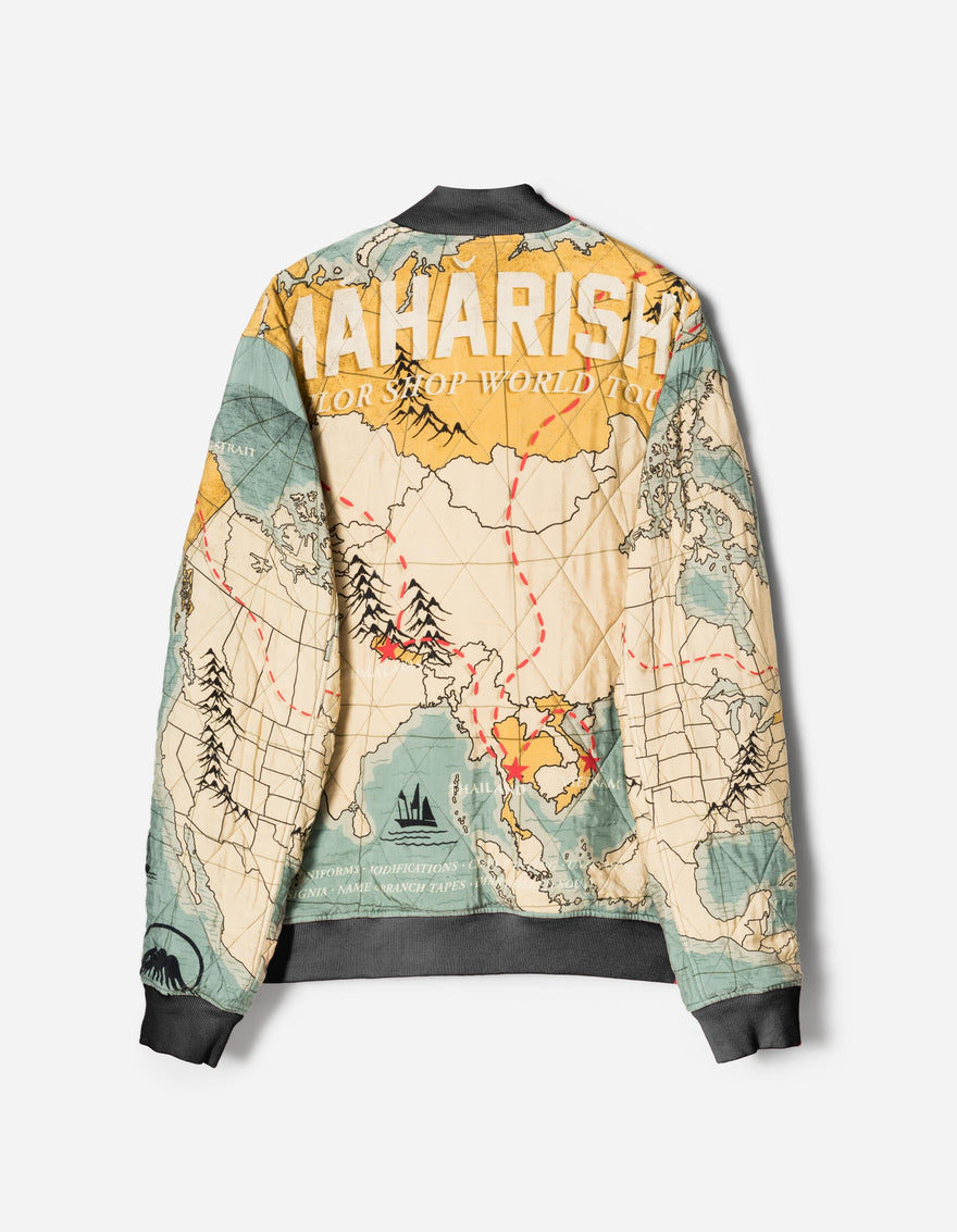 7728 World Tour Map Sukajan Jacket Black