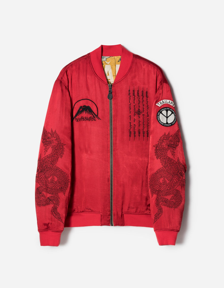 7728 World Tour Map Sukajan Jacket Red