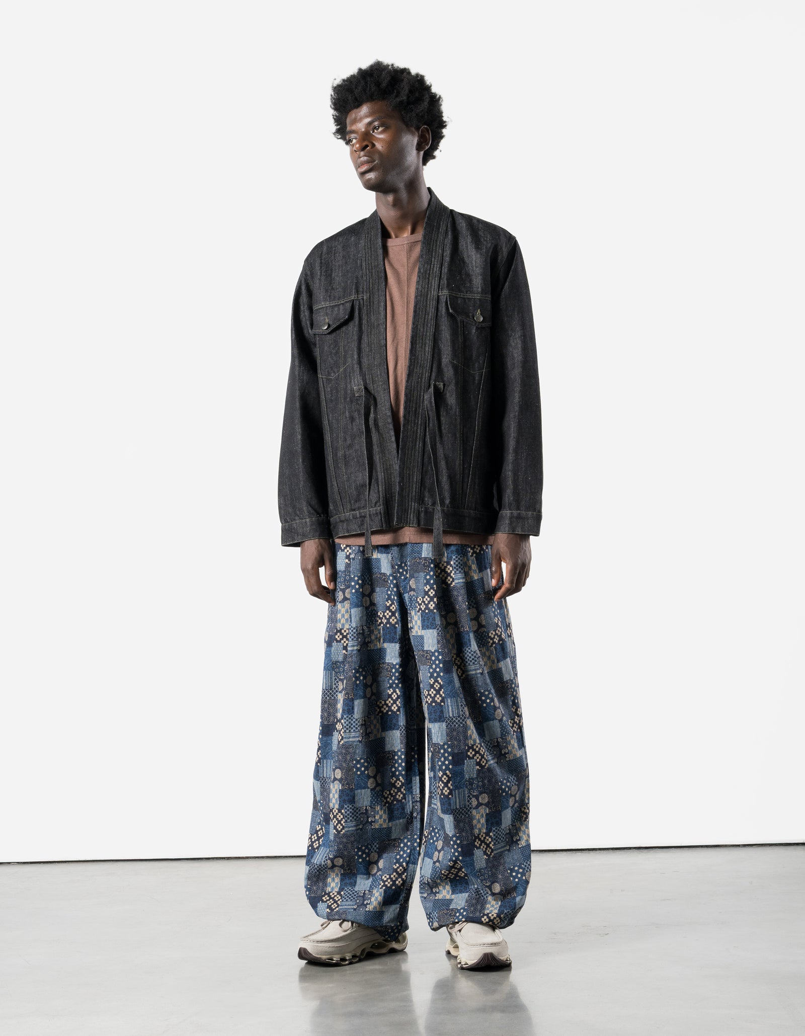 7607 Wagara Loose Pleated Pants Aizome Navy