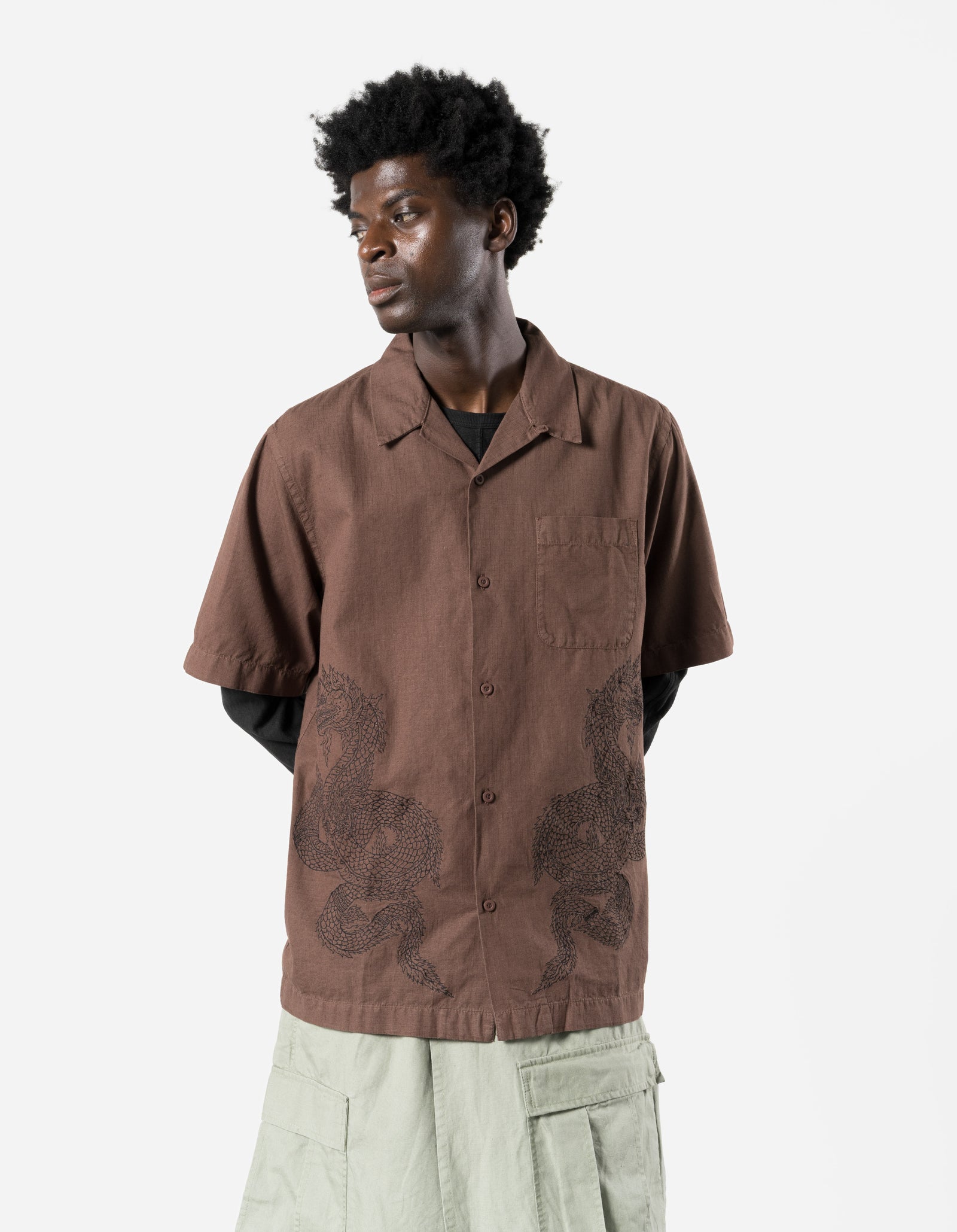 7680 Mantra Camp Collar Shirt Earth Brown