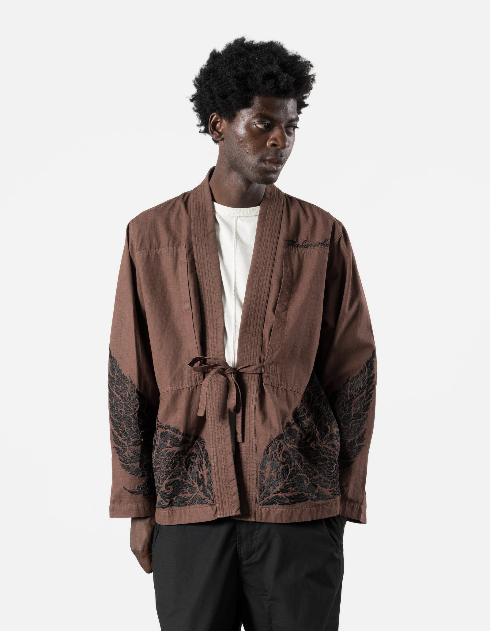 7689 Thai Temple Hanten Shirt Earth Brown