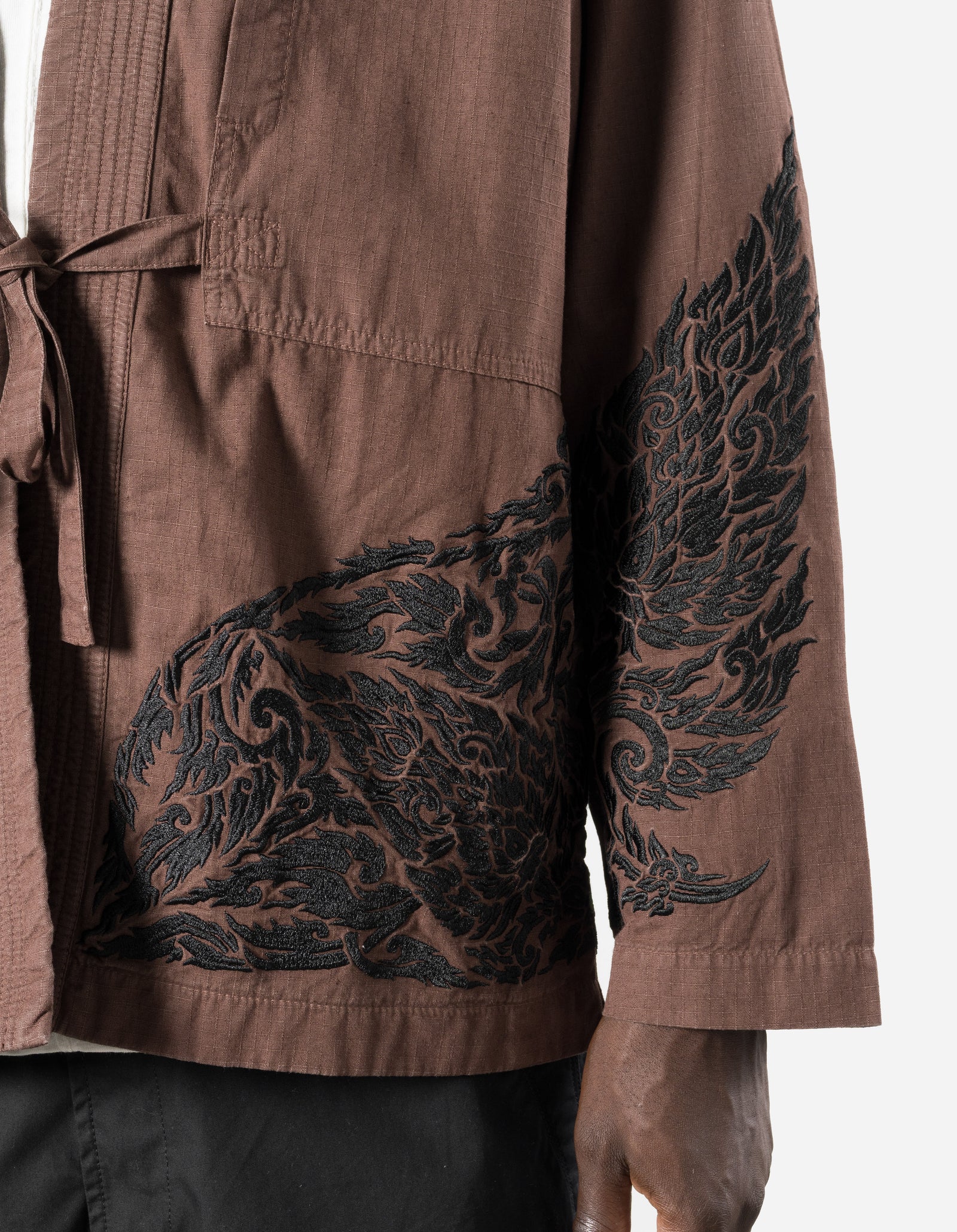 7689 Thai Temple Hanten Shirt Earth Brown