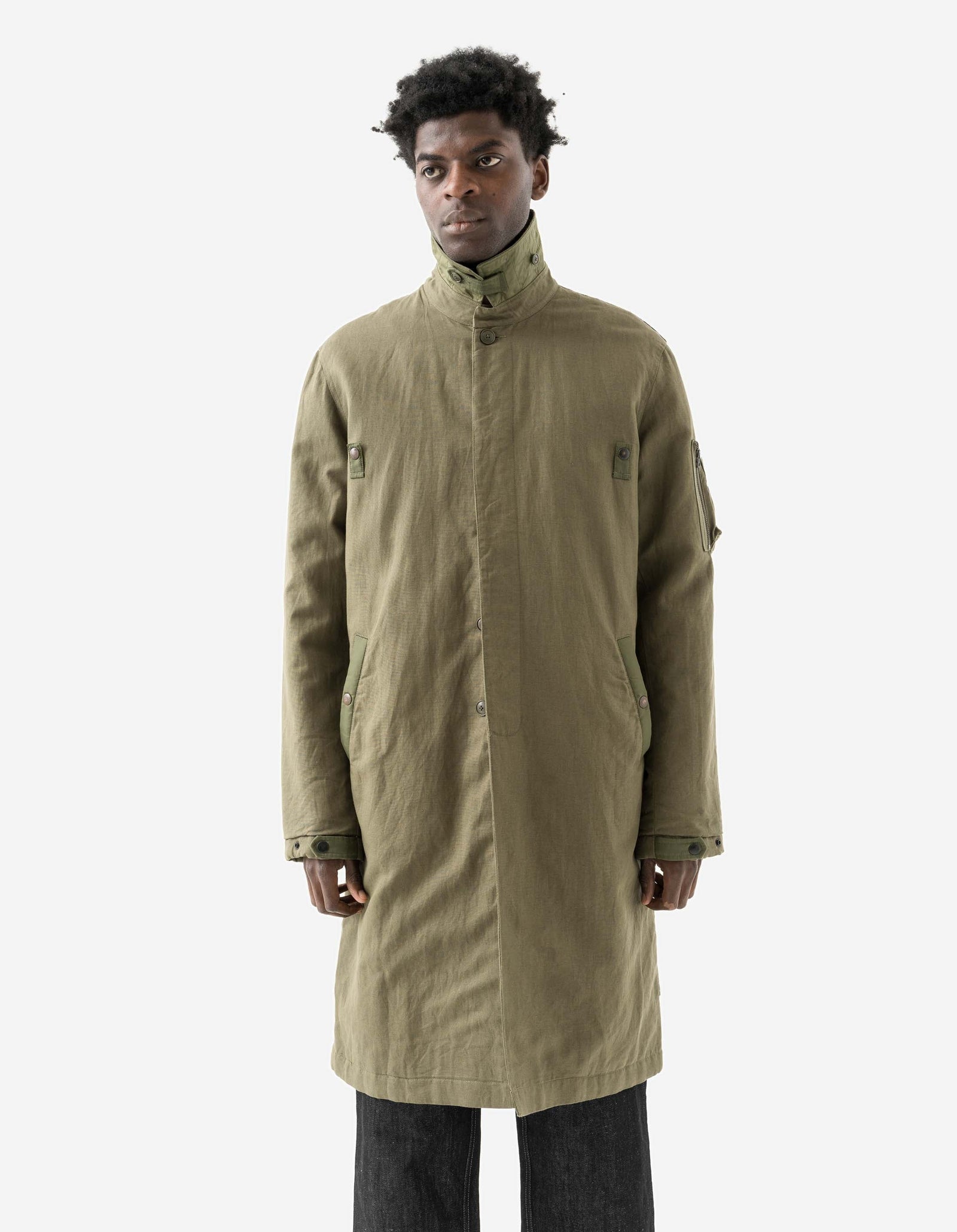 2210 Linear Snow Dragon Embroidered MA Mac Coat Olive OG-107F