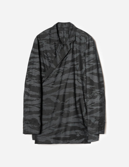7151 Bonsai Tigerstripe Kimono Blazer Black