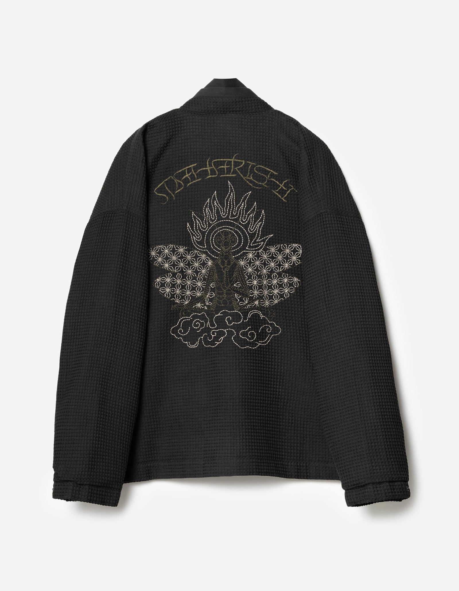 7564 Mantis Waffle Kimono Black