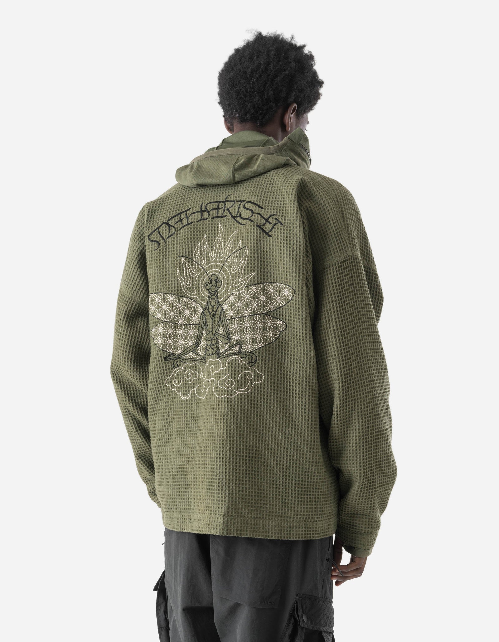 7564 Mantis Waffle Kimono Olive OG-107F