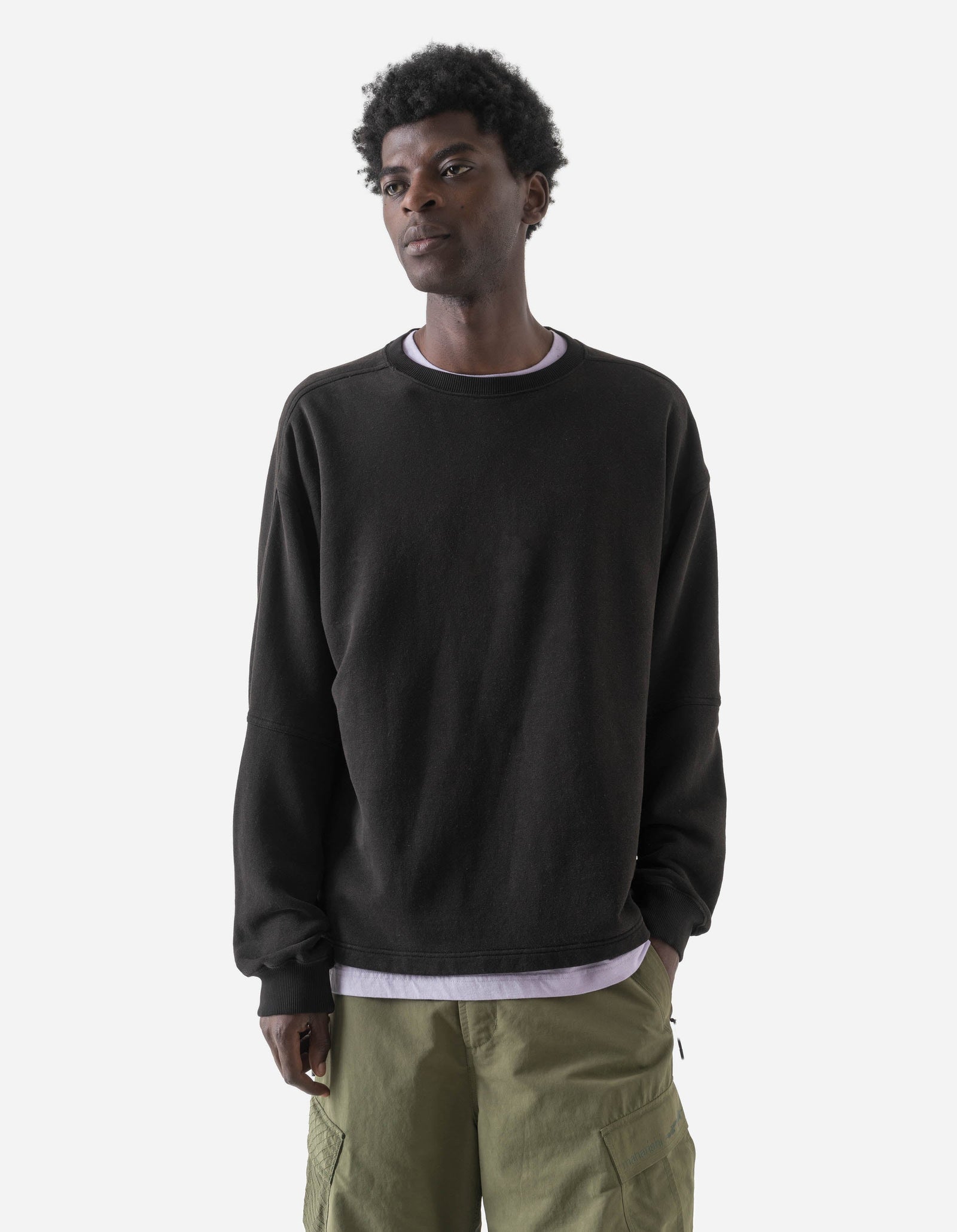 7565 Hemp Cotton Kurta Crew Sweat Black