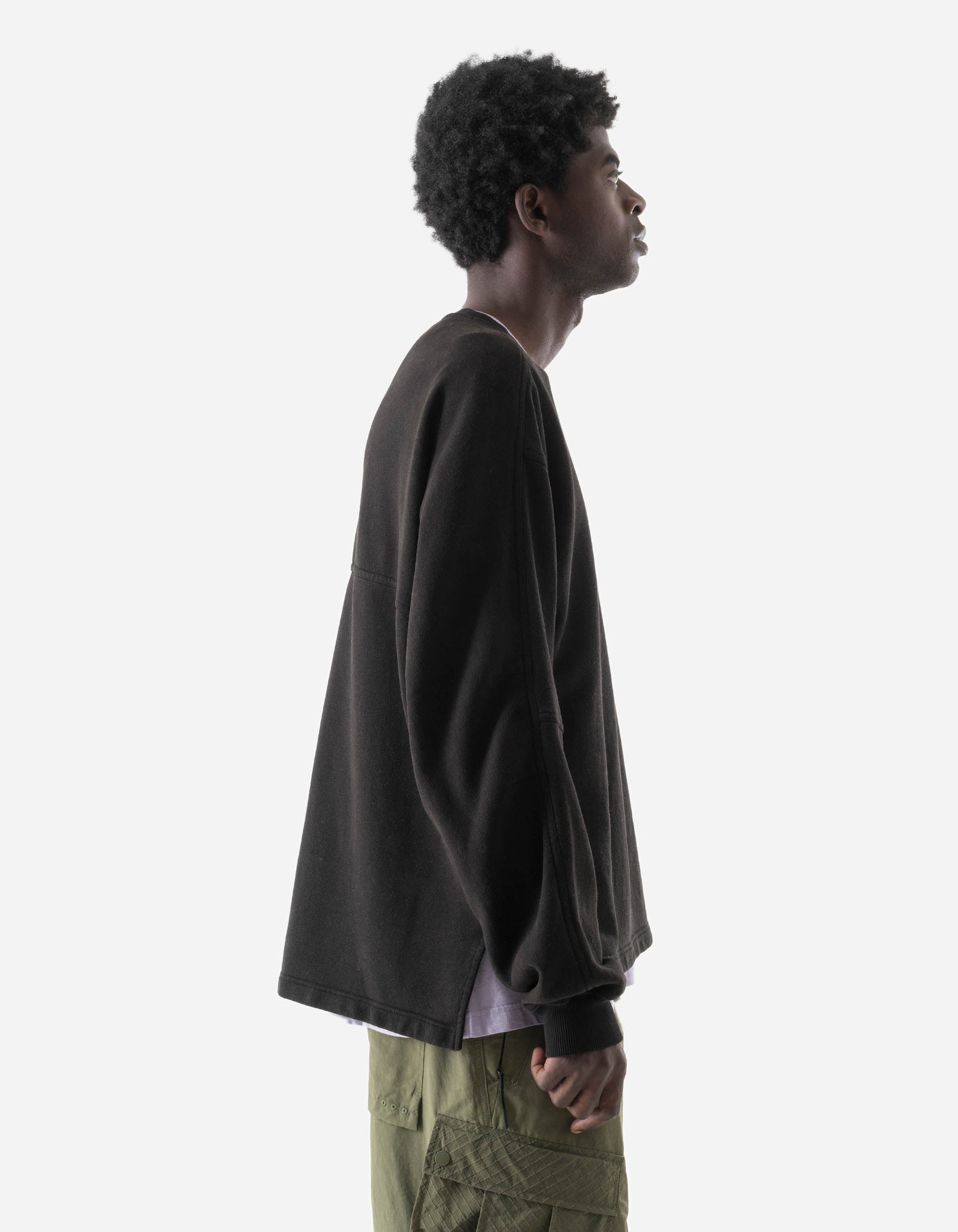 7565 Hemp Cotton Kurta Crew Sweat Black