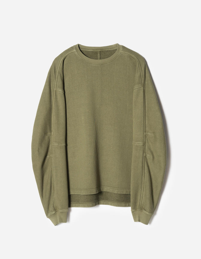 7565 Hemp Cotton Kurta Crew Sweat Olive OG-107F