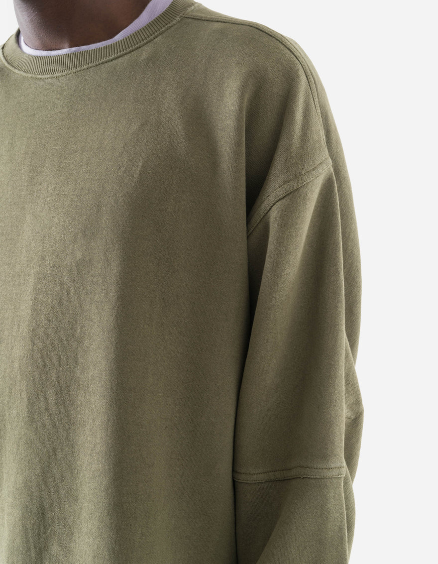 7565 Hemp Cotton Kurta Crew Sweat Olive OG-107F