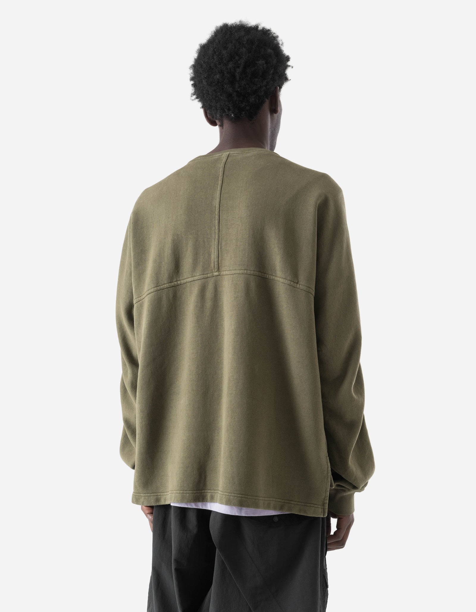 7565 Hemp Cotton Kurta Crew Sweat Olive OG-107F