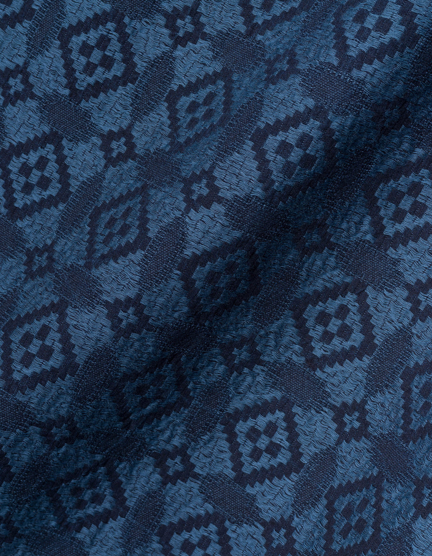 7568 Komon Aizome Oversized Scarf Aizome Blue