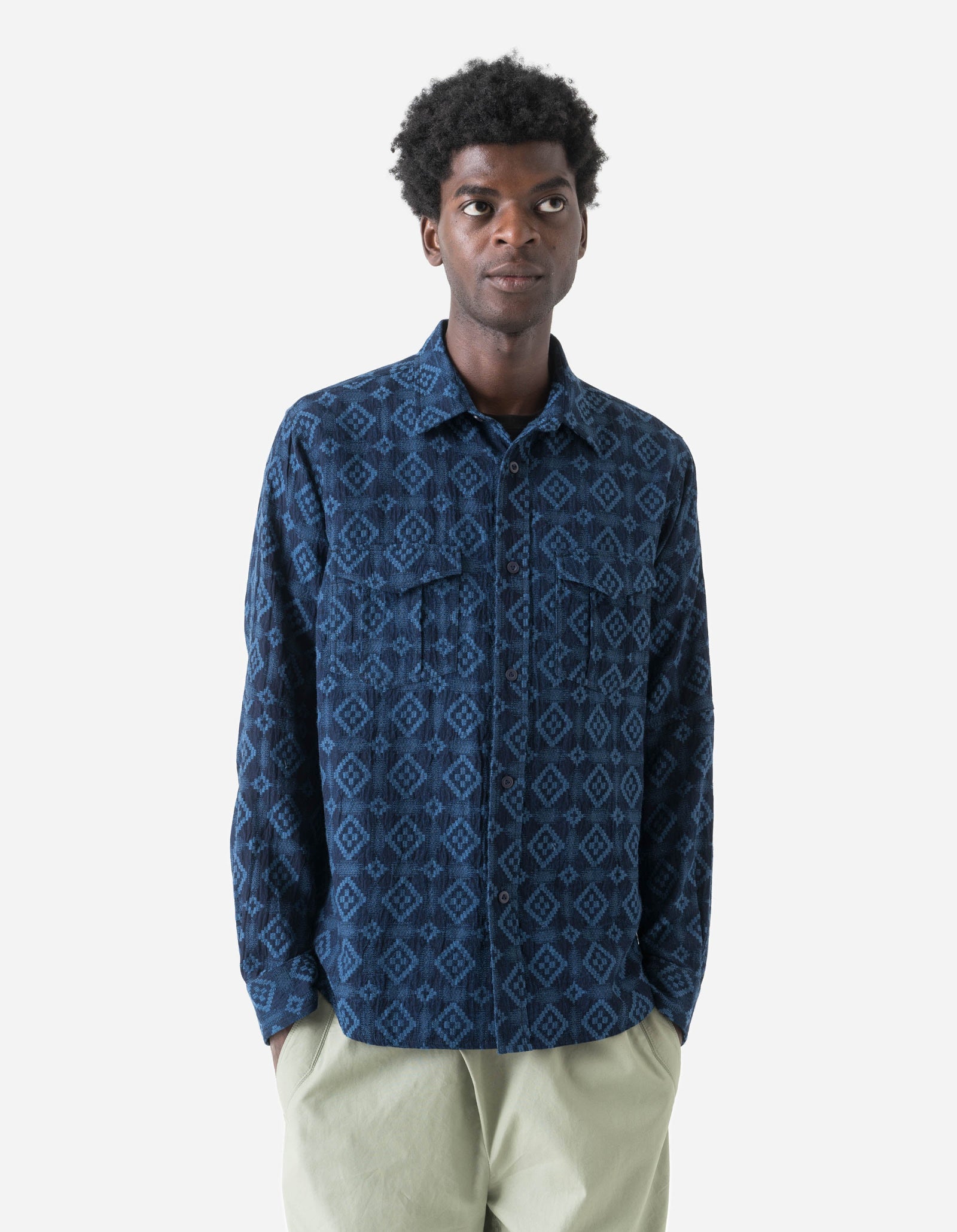 7569 Komon Aizome Custom Shirt Aizome Blue