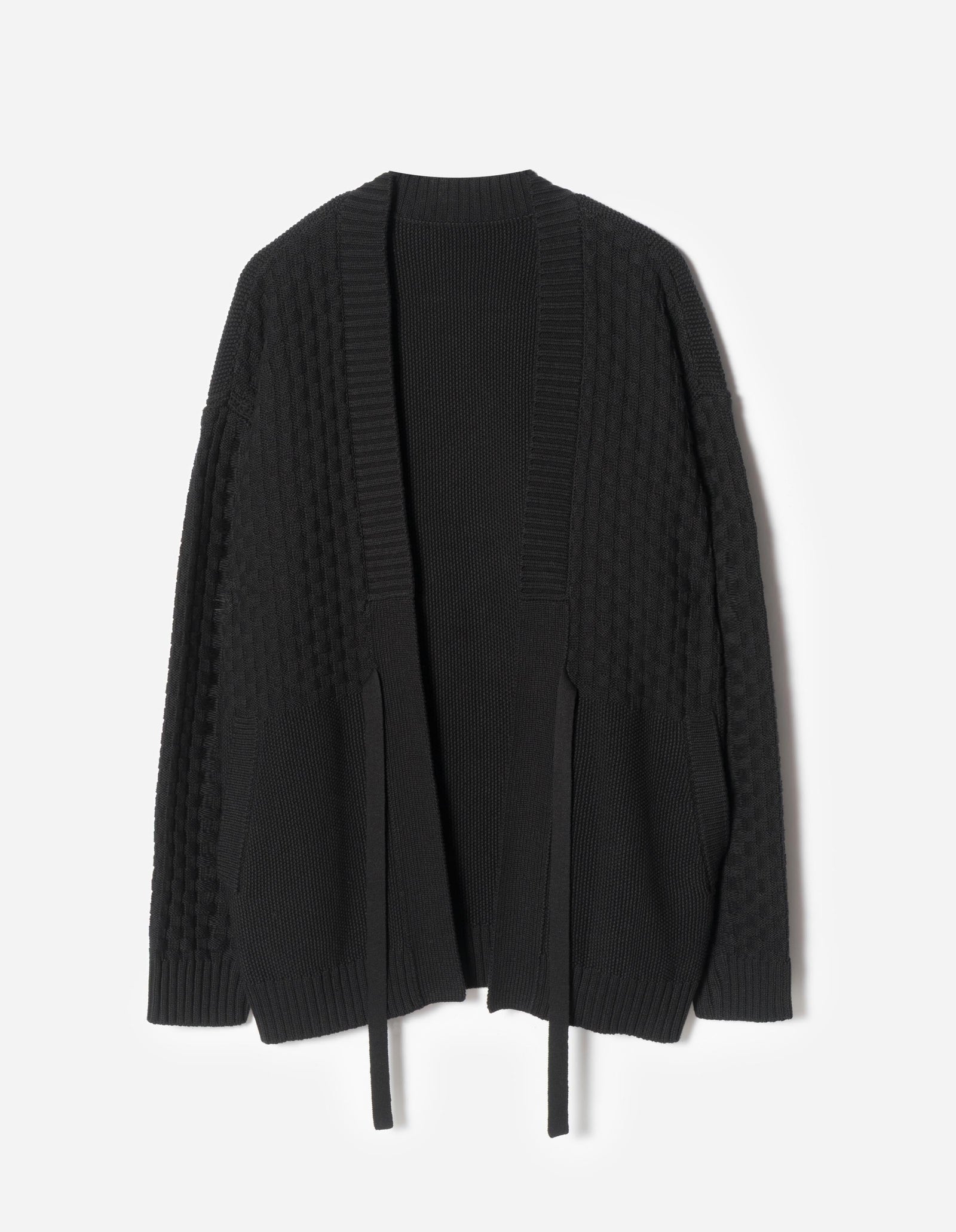 7577 Hemp Knitted Hanten Kimono Black
