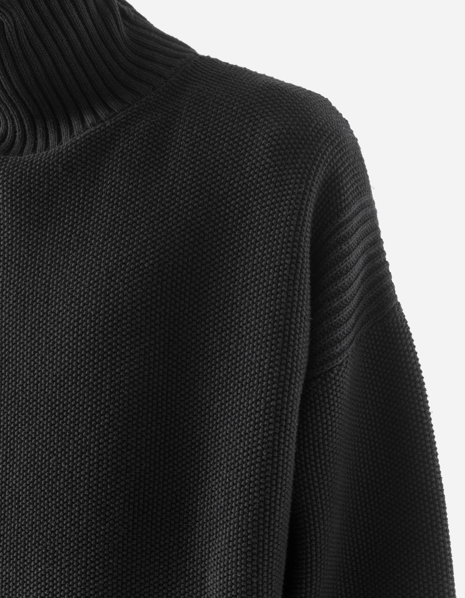 7578 Hemp Knitted Roll Neck Kurta Black