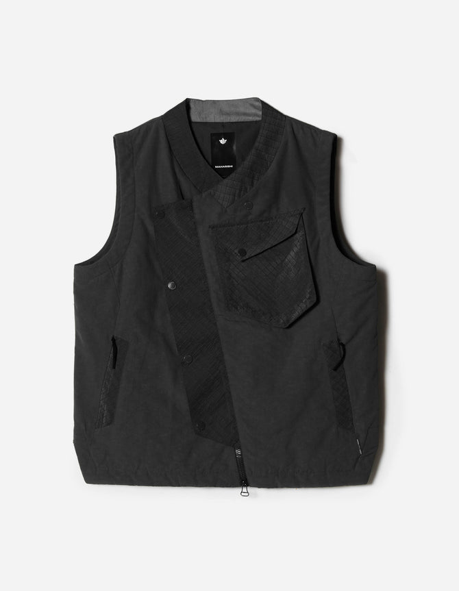 7581 DWR Hemp Light Padded Asym Vest Black