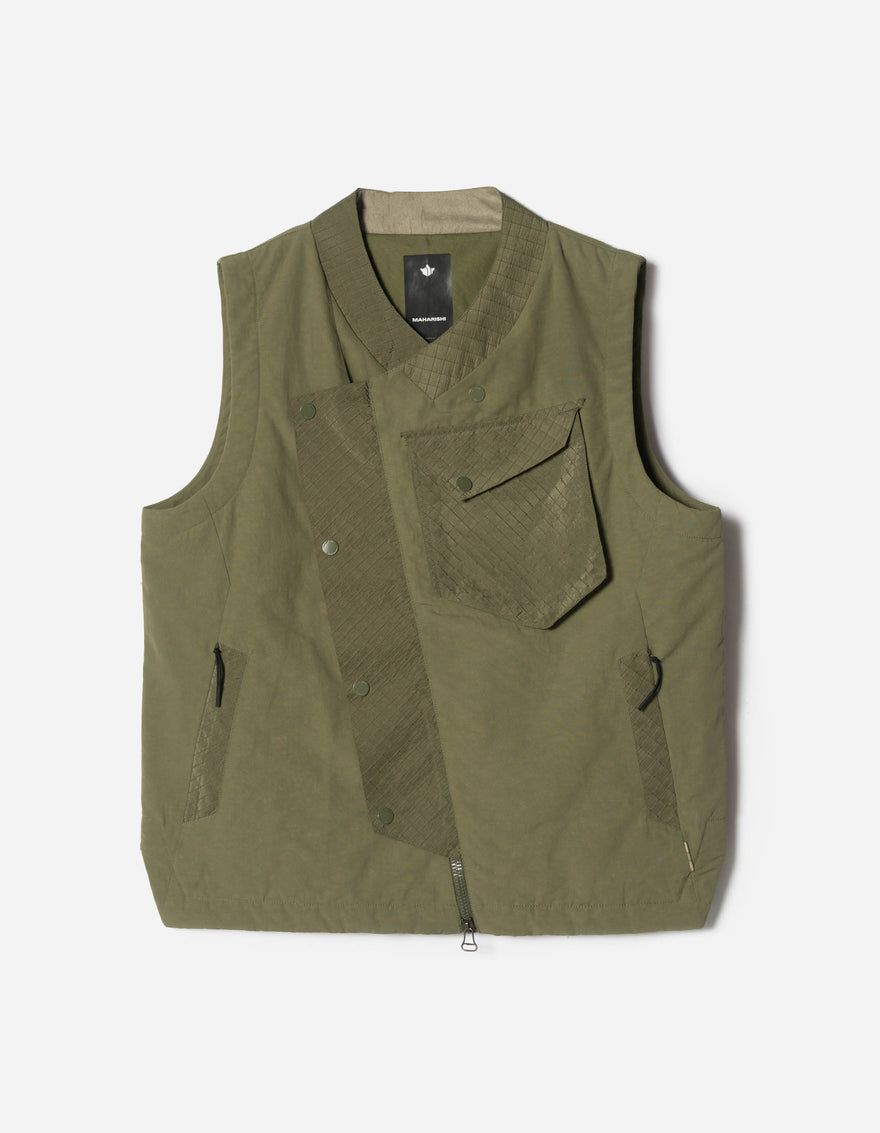 7581 DWR Hemp Light Padded Asym Vest Olive OG-107F