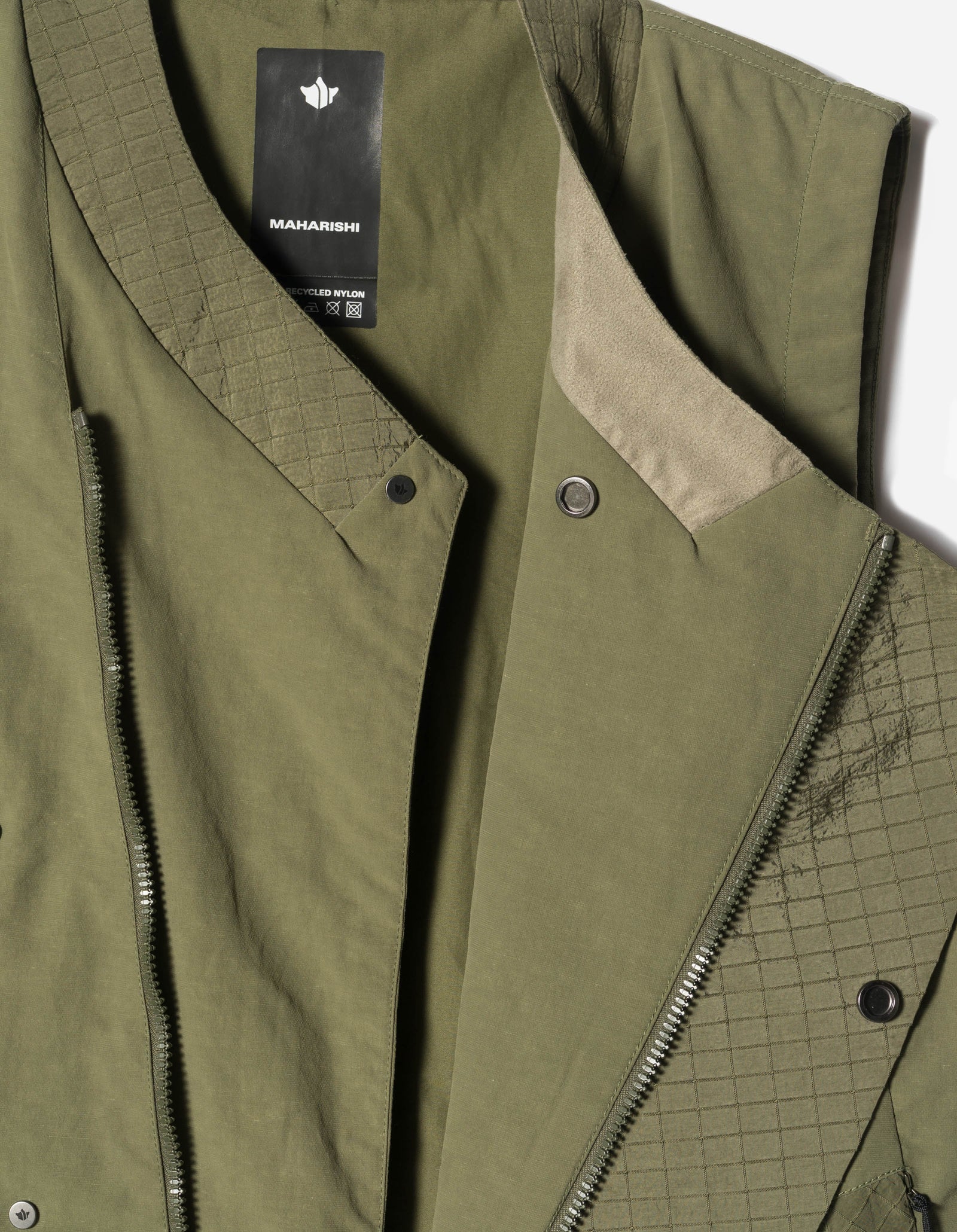 7581 DWR Hemp Light Padded Asym Vest Olive OG-107F