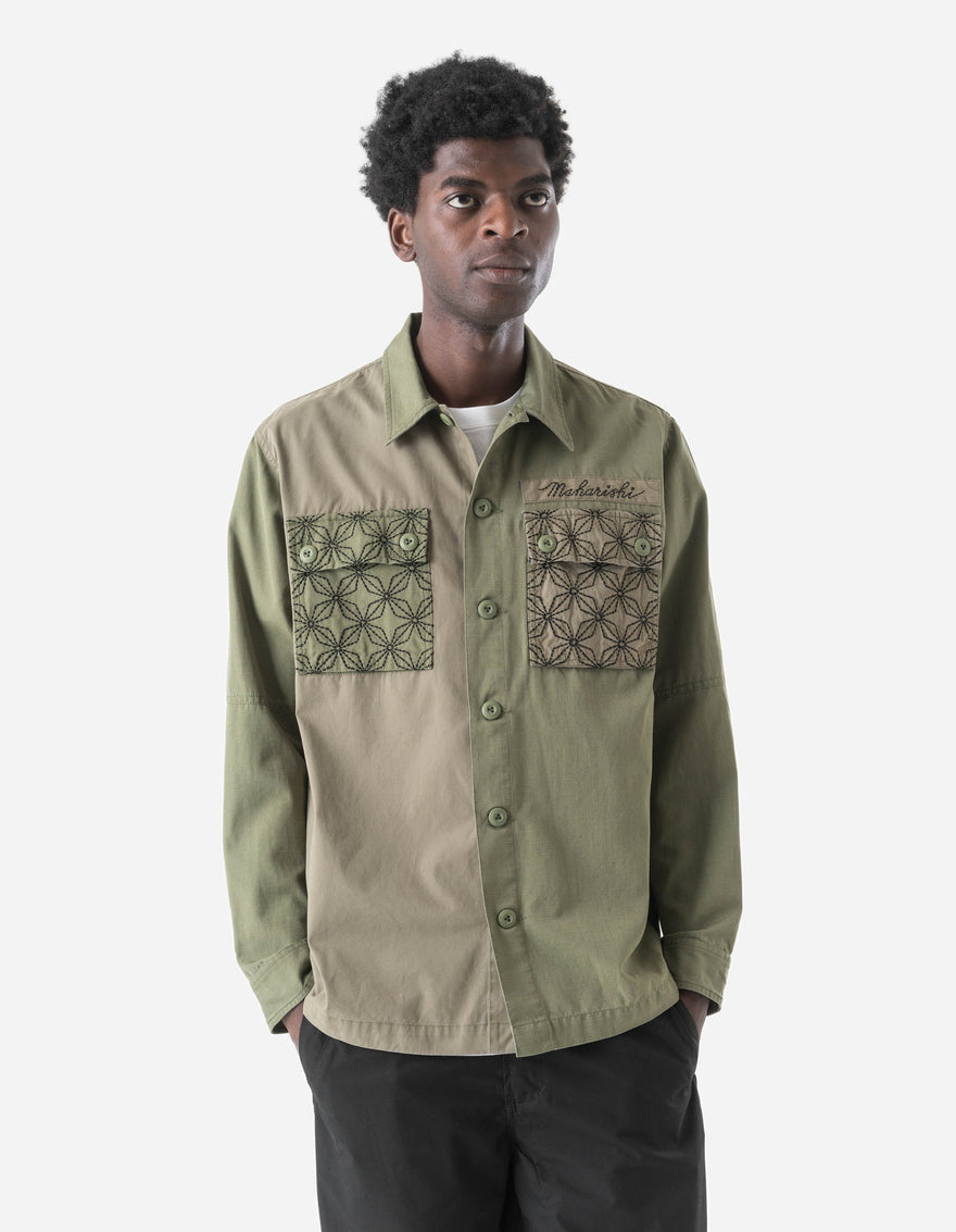 7584 Sashiko Utility Shirt Olive