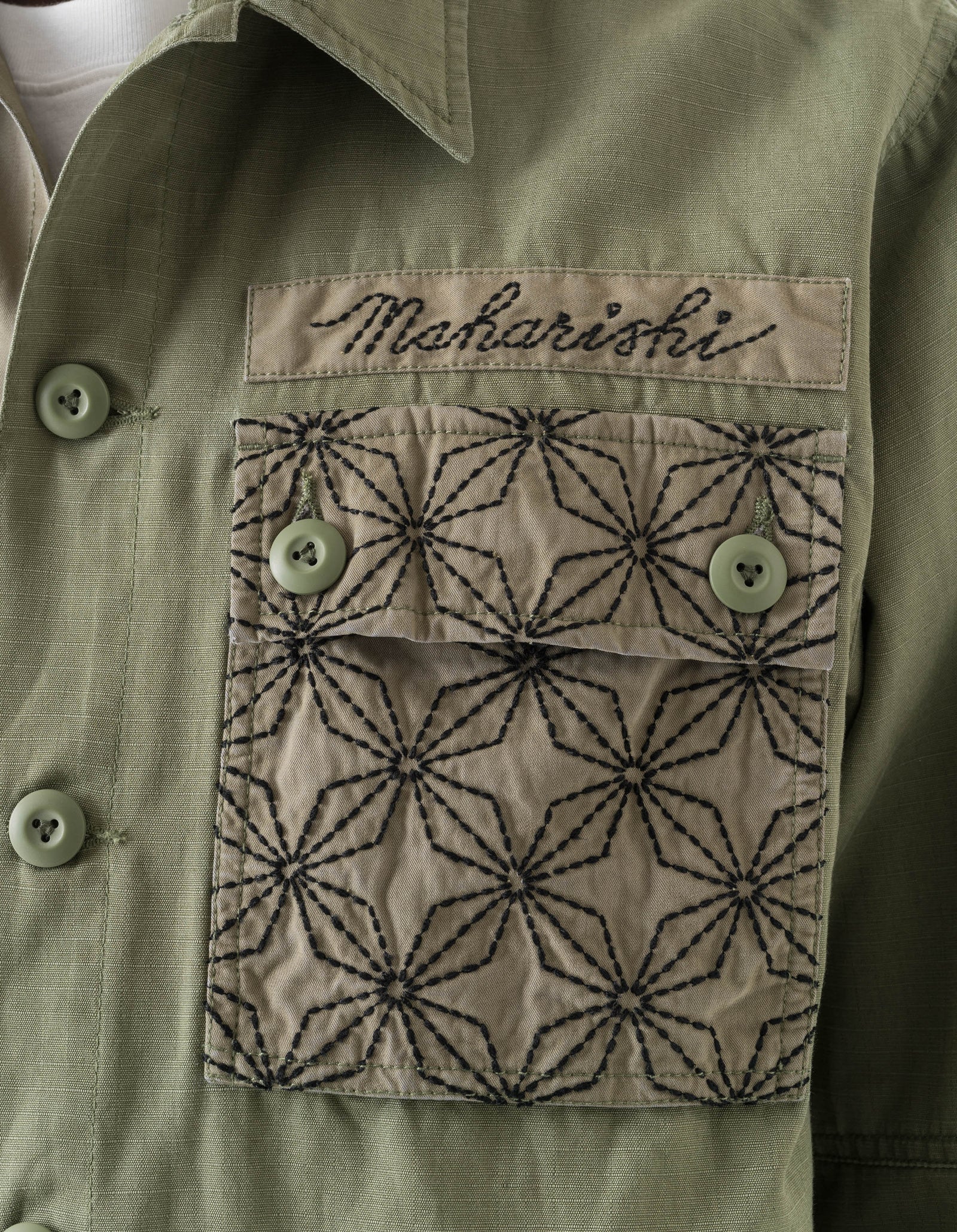 7584 Sashiko Utility Shirt Olive