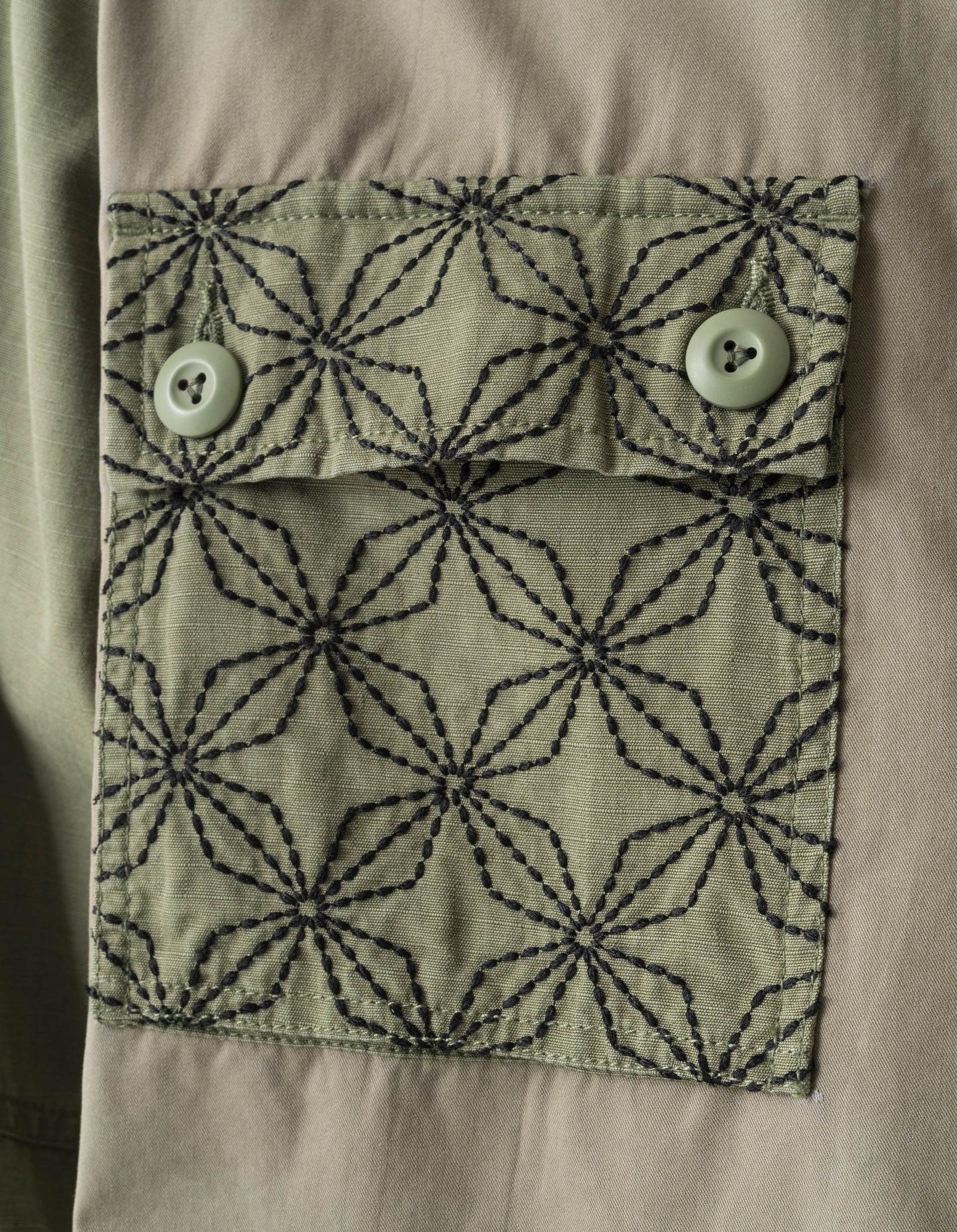 7584 Sashiko Utility Shirt Olive