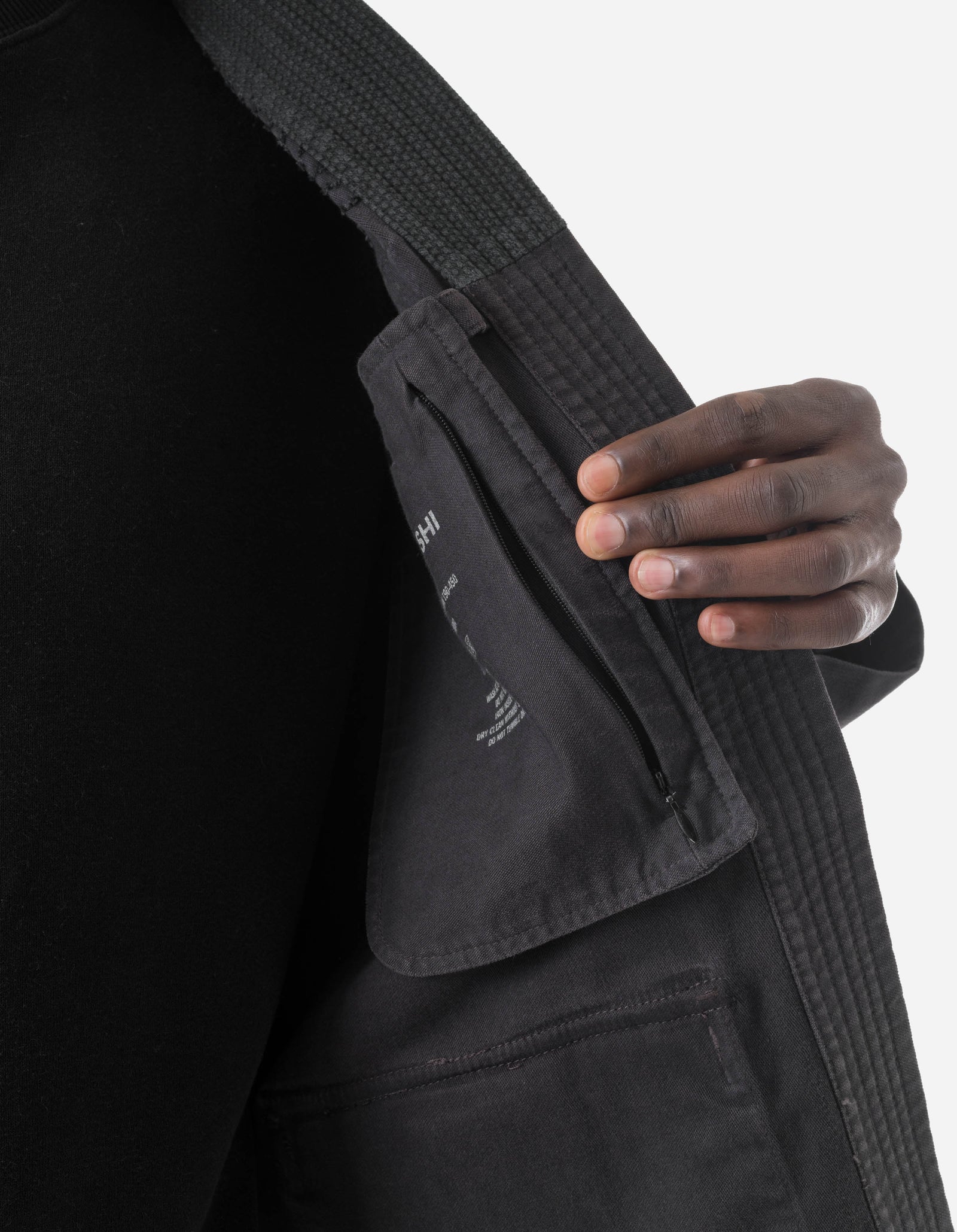 7585 Sashiko Jungle Kimono Black