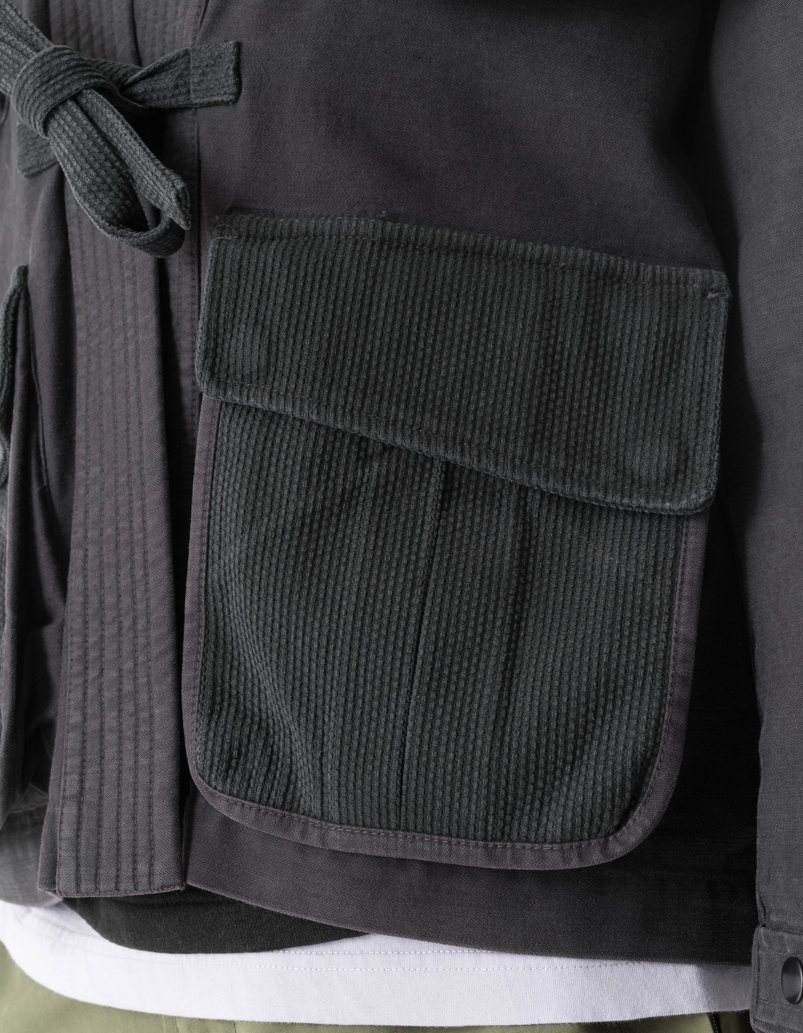7585 Sashiko Jungle Kimono Black