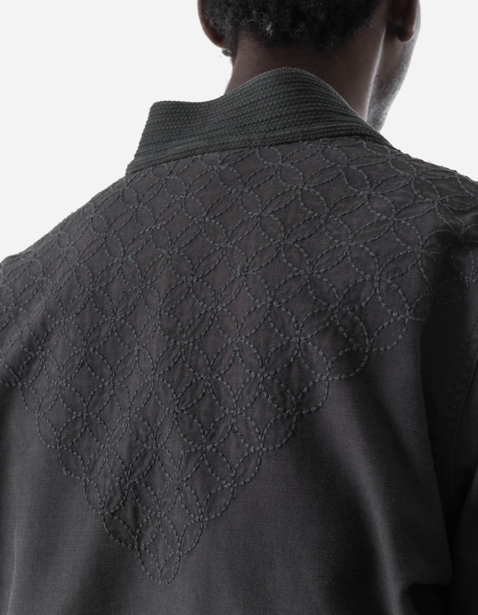 7585 Sashiko Jungle Kimono Black