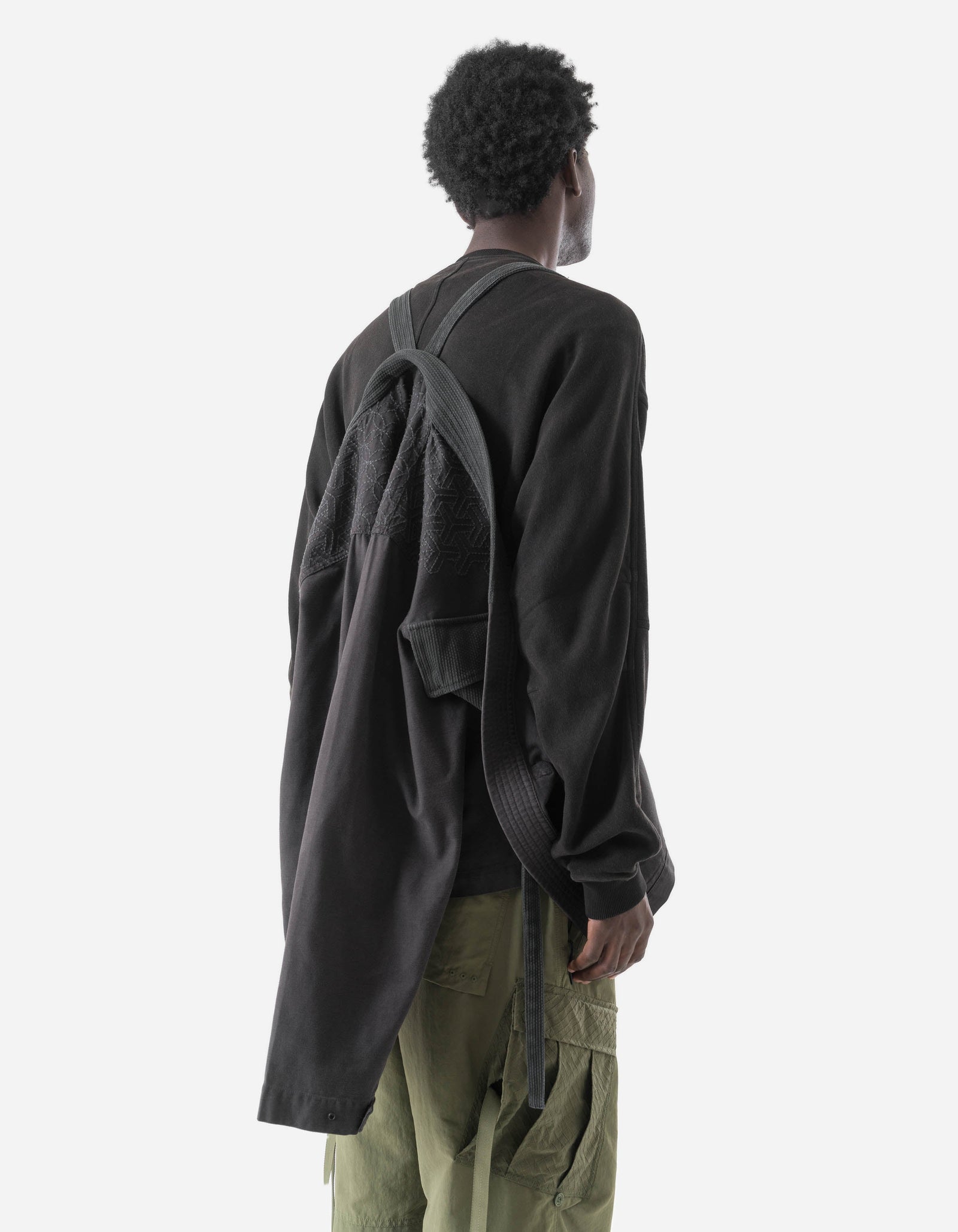 7585 Sashiko Jungle Kimono Black