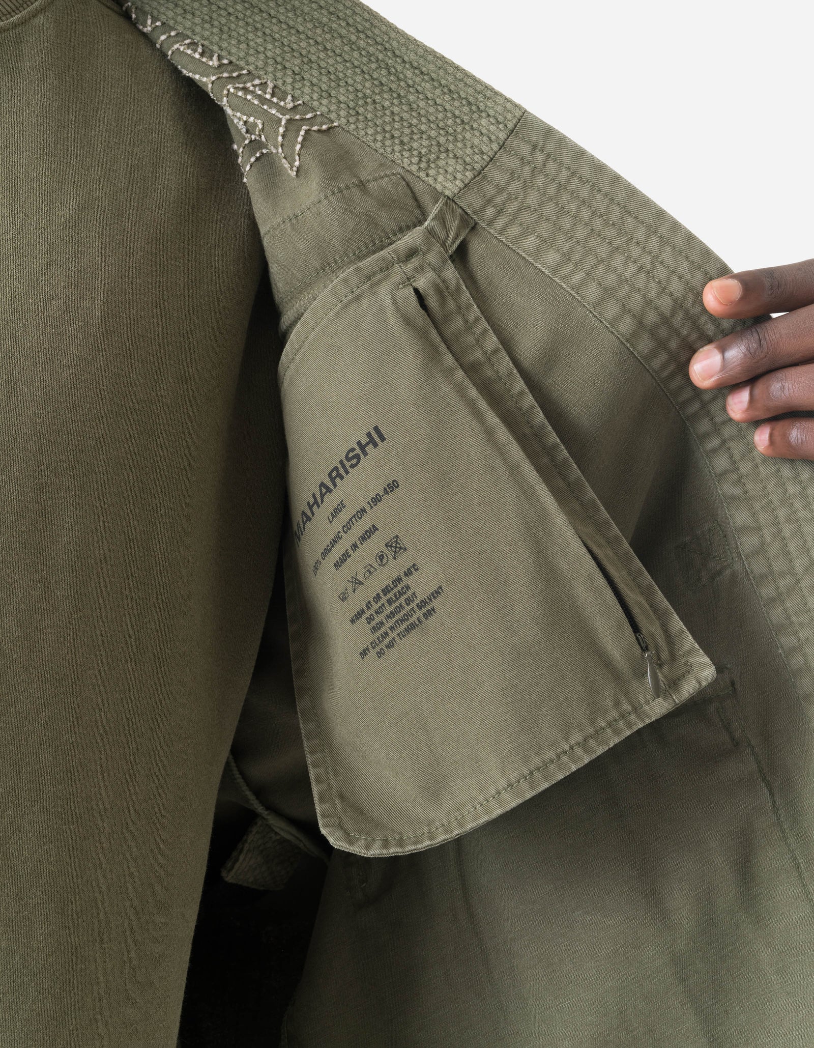 7585 Sashiko Jungle Kimono Olive