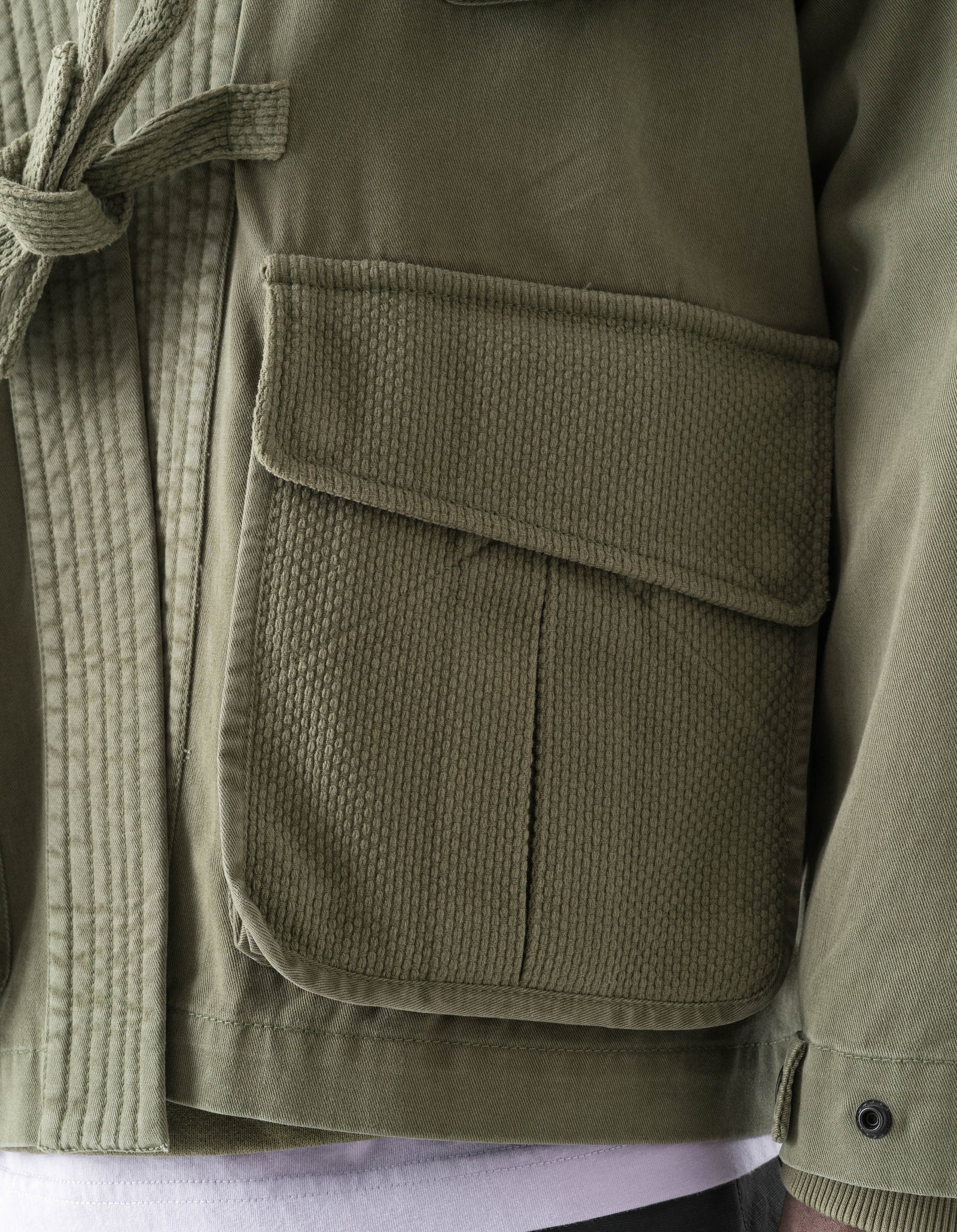 7585 Sashiko Jungle Kimono Olive