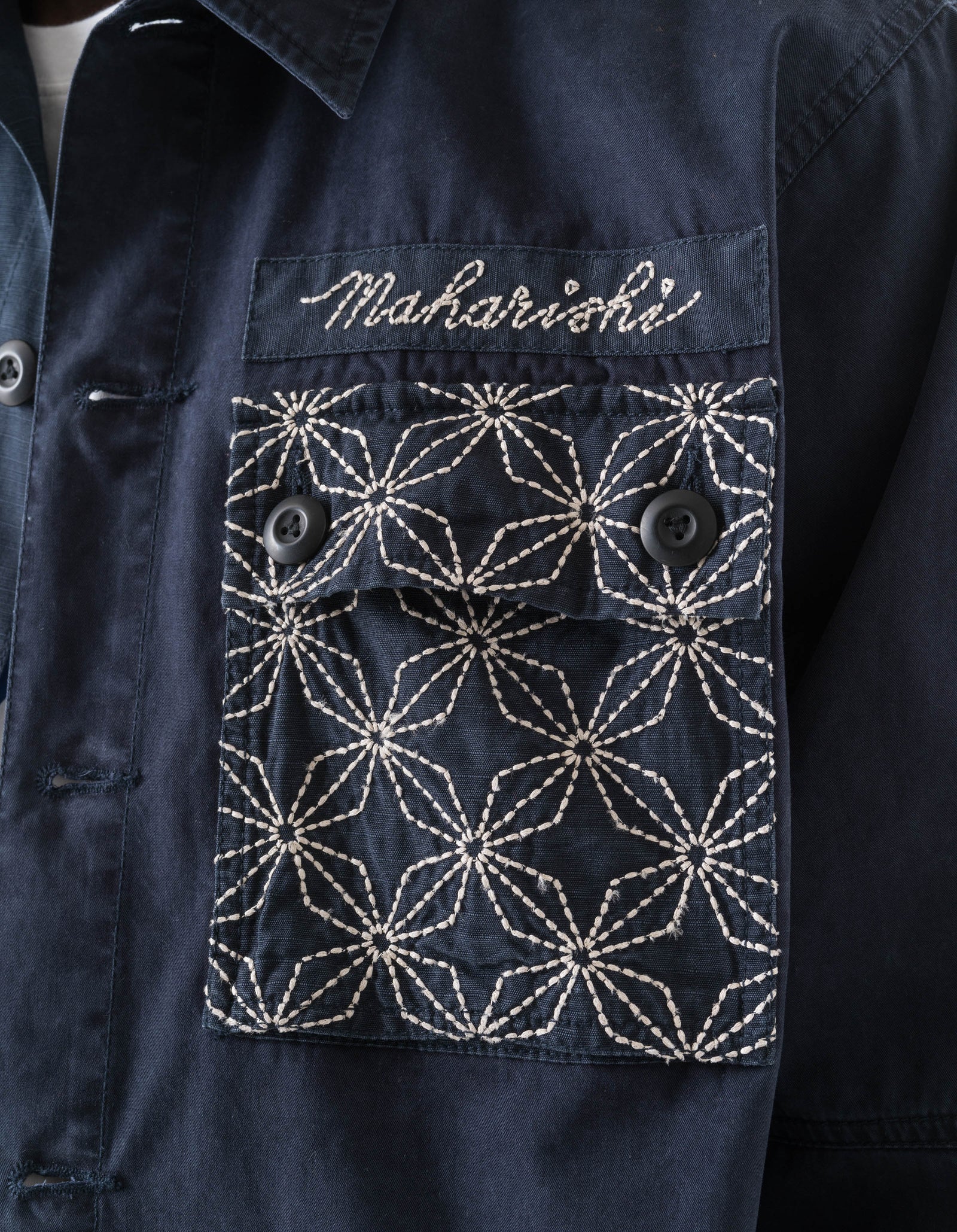 7595 Sashiko Utility Shirt Navy