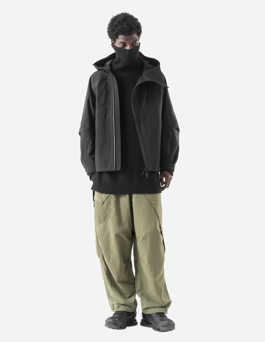 7610 Recycled Nylon Asym Storm Parka Black