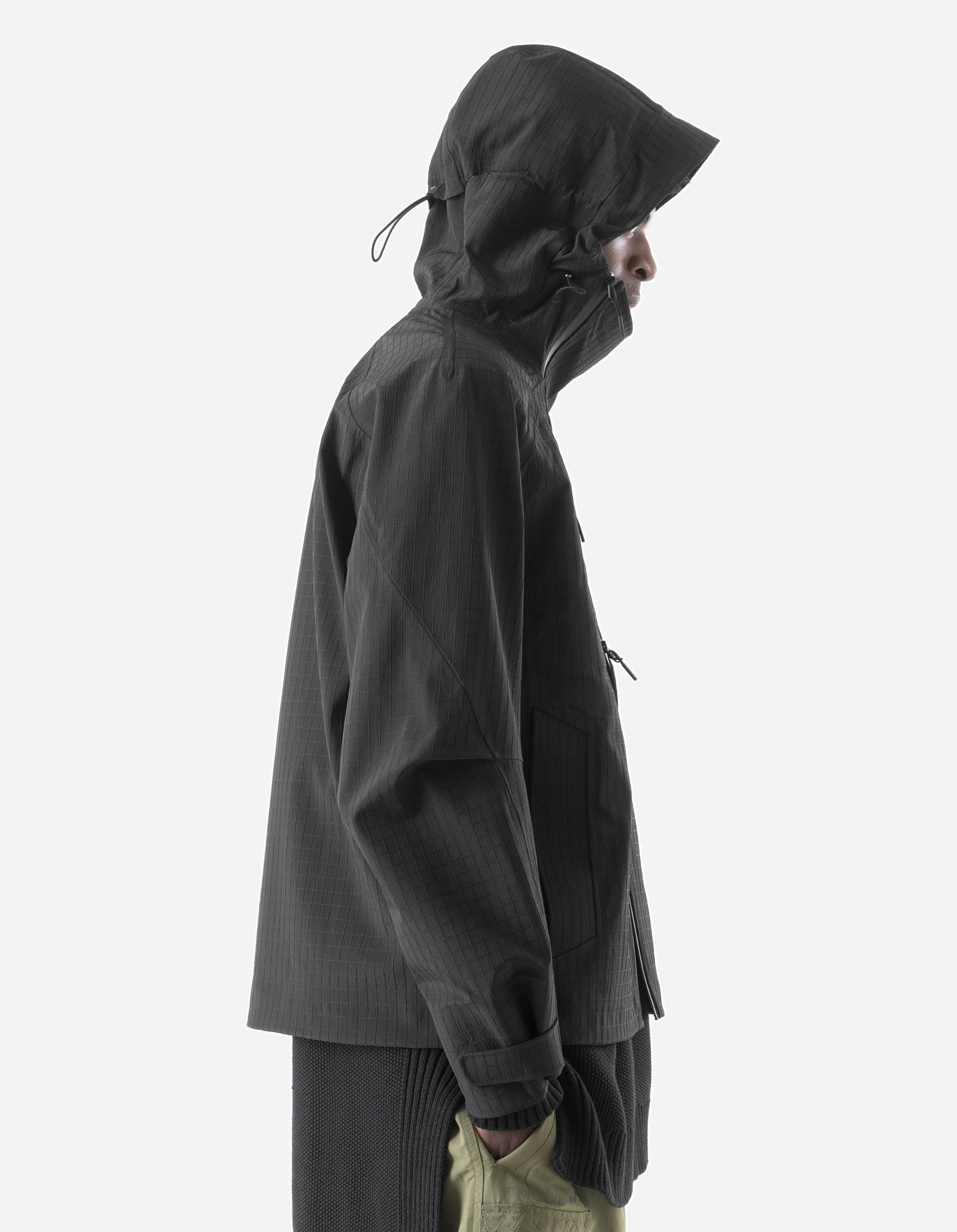 7610 Recycled Nylon Asym Storm Parka Black