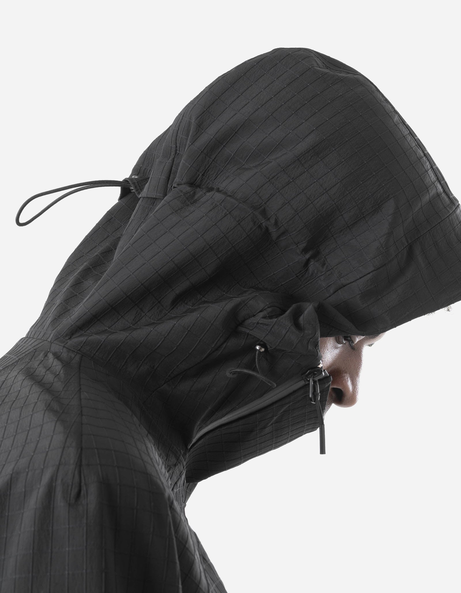 7610 Recycled Nylon Asym Storm Parka Black
