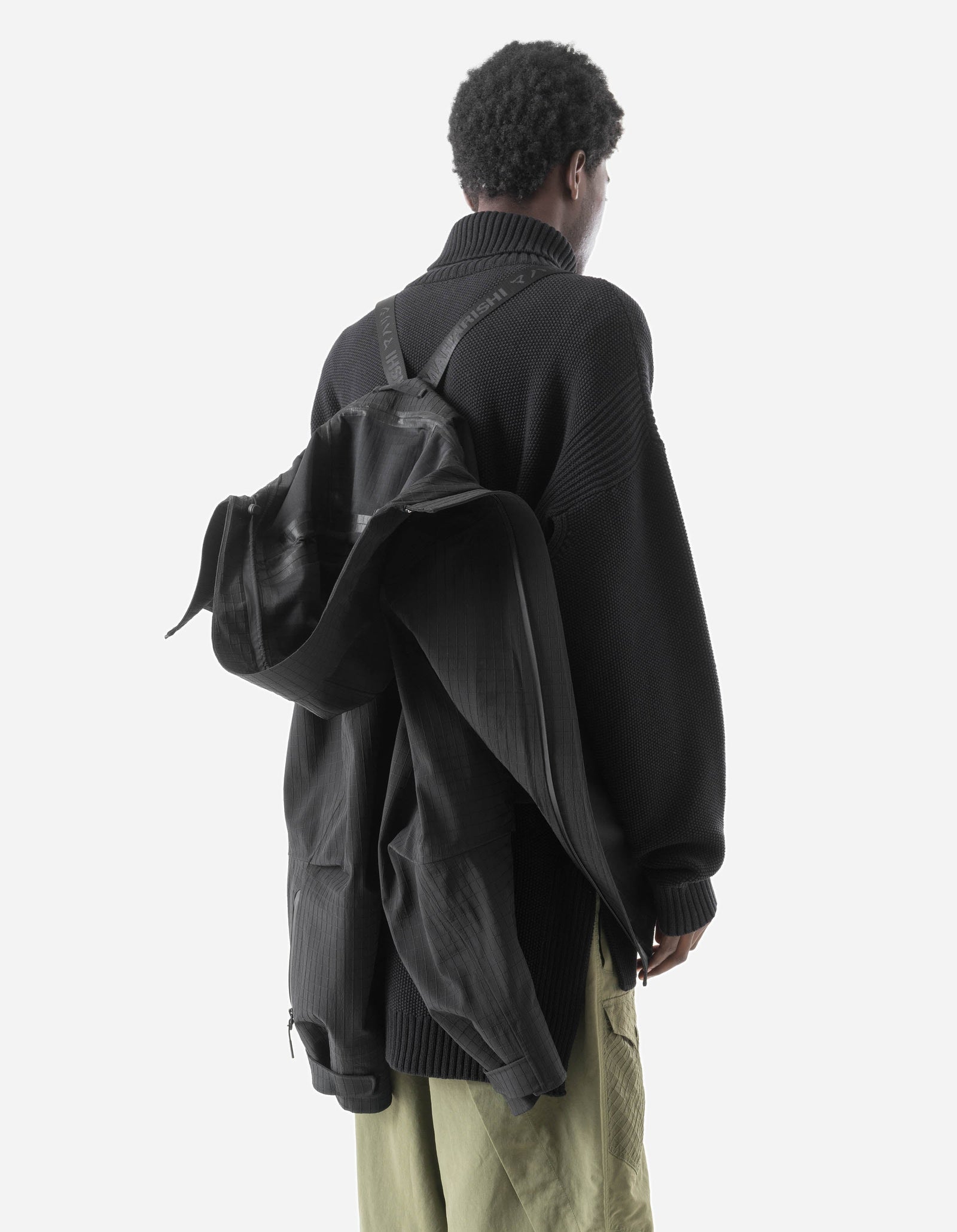 7610 Recycled Nylon Asym Storm Parka Black