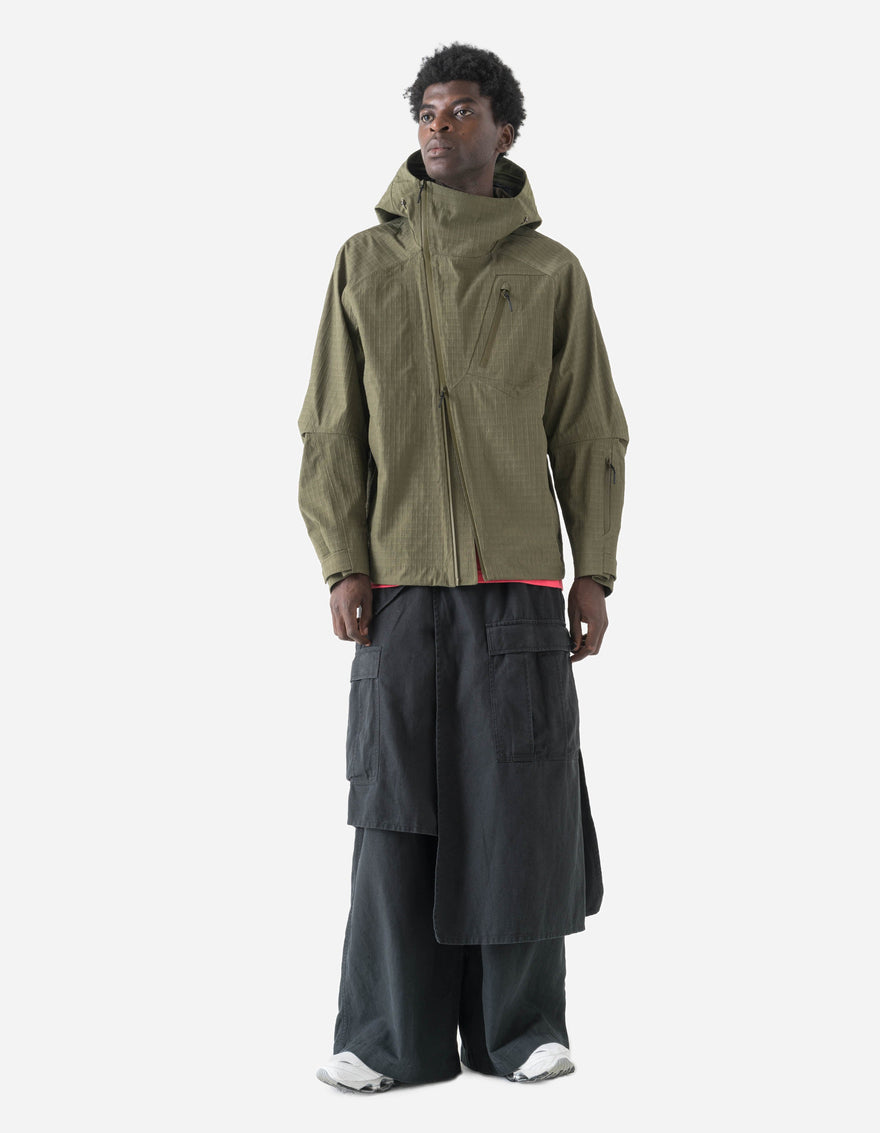 7610 Recycled Nylon Asym Storm Parka Olive OG-107F