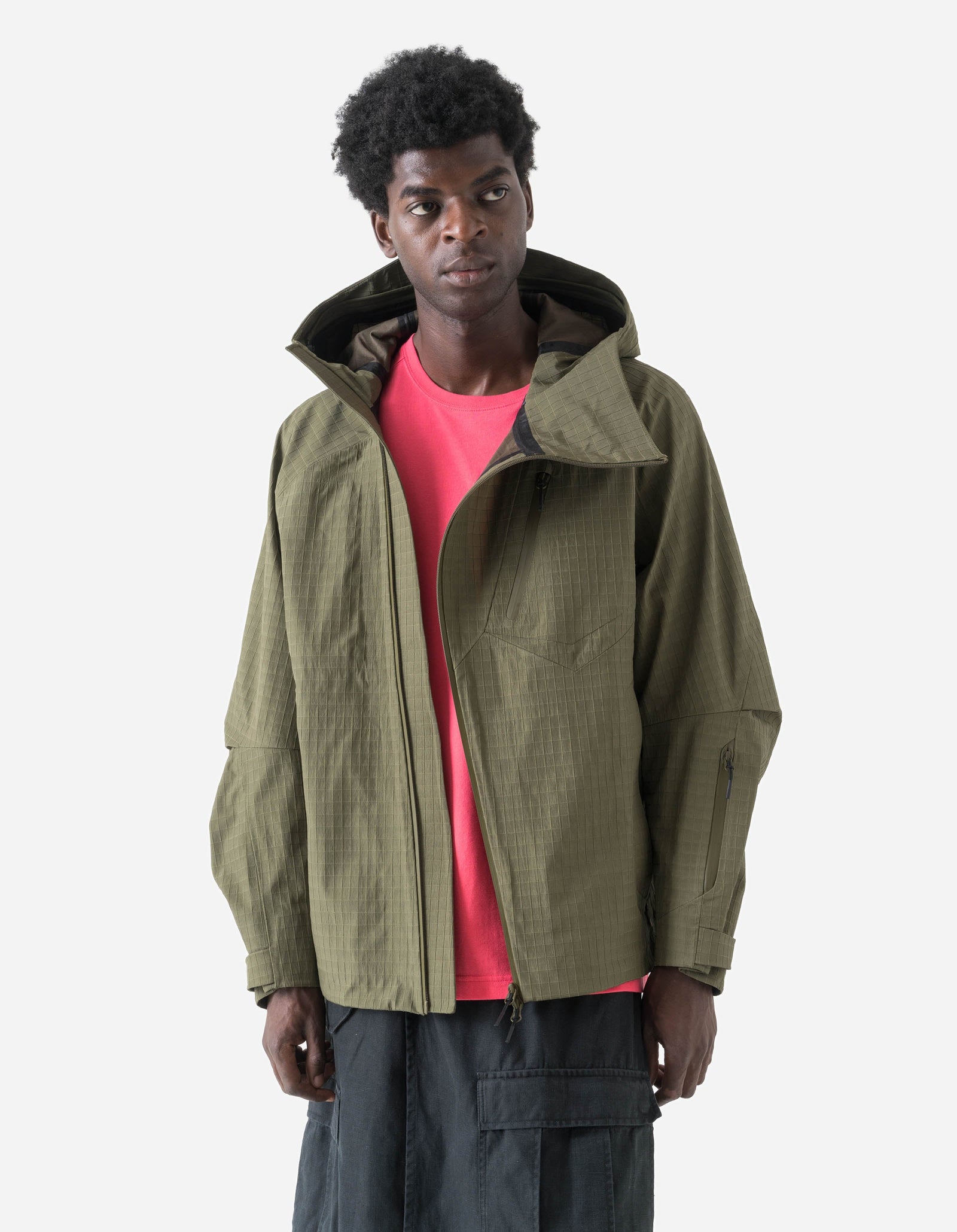 7610 Recycled Nylon Asym Storm Parka Olive OG-107F